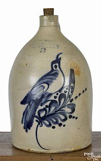 New York two-gallon stoneware jug, 19th c., impressed New York Stoneware Co. Fort Edward N.Y., w
