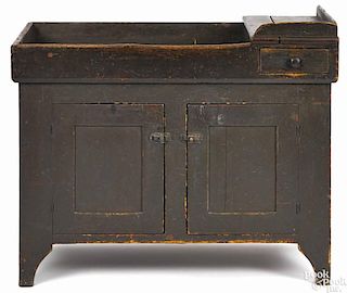Pennsylvania painted pine drysink, 19th c., retaining an old green surface, 37'' h., 43 1/2'' w.