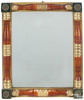 Sheraton painted looking glass, ca. 1825, retaining its original grained and gilt decoration, 12 3