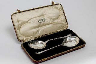 English Art Deco Sterling Silver Serving Spoons