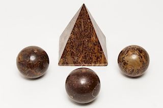 Marble Ornaments- 3 Spheres & Pyramid