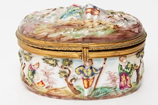 Capodimonte Porcelain Box with Rococo Scene