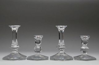 Val St. Lambert Crystal Glass Candlesticks, 2 Pair