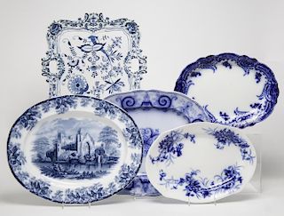 Blue Transferware Porcelain Platters, w. Copeland