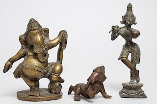 Indian Hindu Deity Figures, Cast Brass, 3
