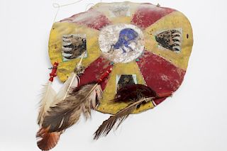 Native American Kiowa Painted War Shield