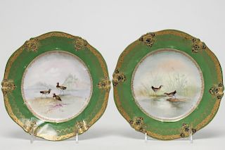 French St. Cloud Porcelain Cabinet Plates, Pair