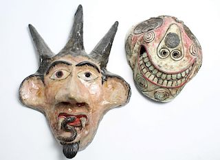 2 Mexican Paper-Mache Masks