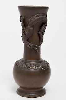 Japanese Meiji Bronze Vase with Dragon Motif