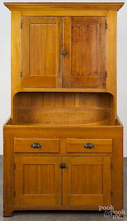 Pennsylvania pine dry sink with cupboard top, 19th c., 80'' h., 43 1/4'' w.