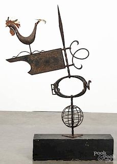 Continental iron rooster weathervane, 20th c., 33'' h.