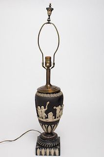 Antique Jasperware Ceramic Neoclassical Urn Lamp
