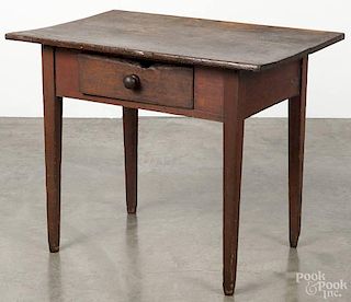 Pennsylvania painted pine work table, 19th c., with a scrubbed top, retaining the original red surfa