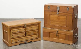 Two contemporary machinist chests, 25'' h., 21'' w. and 13 1/2'' h., 22 1/2'' w.