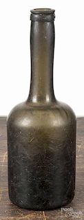Blown olive glass bottle, ca. 1800, 10 1/2'' h.