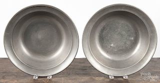Pair of German pewter bowls, 19th c., stamped Block Zin, 11 3/4'' dia.