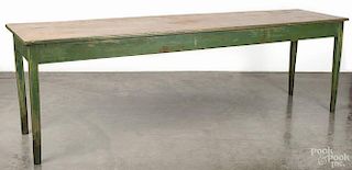 Painted pine farm table 19th c., 30'' h., 24'' w., 95 1/2'' d.