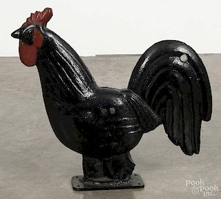 Cast iron Elgin rainbow rooster windmill weight, ca. 1900, 17'' h.