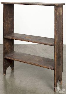 Pennsylvania painted pine bucket bench, 19th c., retaining an old brown surface, 47 1/2'' h., 36'' w.