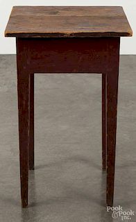 Pennsylvania painted pine stand, 19th c., retaining an old red surface, 28 3/4'' h., 18'' w., 18'' d.