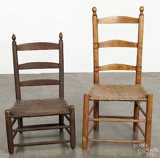 Pennsylvania painted ladderback youth chair, 19th c., retaining an old ochre surface, seat height -
