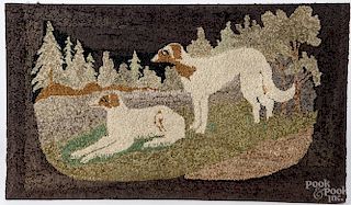 Contemporary hooked rug of greyhounds, 23'' x 40''.