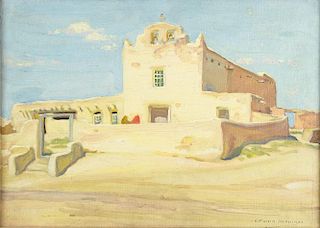 Laguna Pueblo Mission (Study) by Ernest Martin Hennings