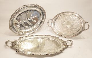 Silver-Plate Serving Trays, Group of 3