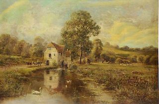 TURNER, G. 19th C. Oil on Canvas. Mill in