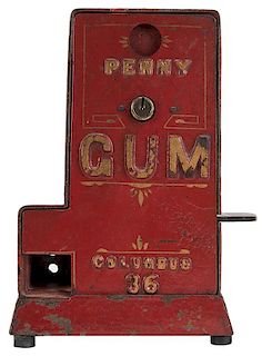 Columbus Vending Co. 36 “Penny” Tab Gum Vendor.
