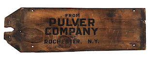 Pulver Company Wood Panel from Shipping Crate.