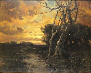 Signed Late 19th C. Oil on Board. Landscape at