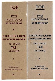 Two Boxes Beech-Nut 100 Count Tab Gum for Vending.