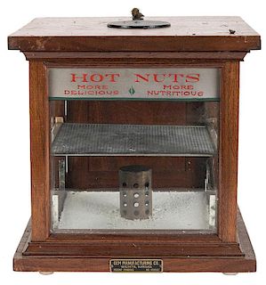 Salesman Sample Hot Nut Dispenser in Original Black Pebbled Case.