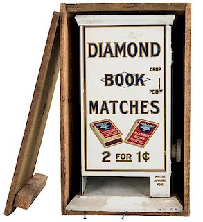 Diamond Match Co. 1 Cent Wall Hanging Match Vendor in Original Shipping Crate.