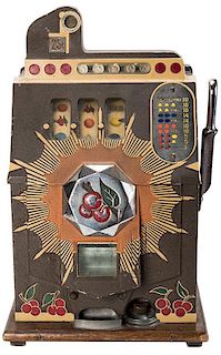 Mills Mfg. Co. 25 Cent Bursting Cherry Slot Machine.