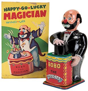 T.N. Happy-Go-Lucky Magician Wind-Up Toy. Bobo the Magician.