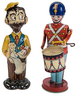 Pair of Tin Litho Wind-Up Figural Toys.