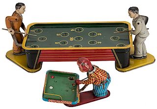 Pair of Billiards Game Tin Litho Wind-Up Toys.
