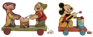 Two Vintage Walt Disney Fisher Price Pull Toys.
