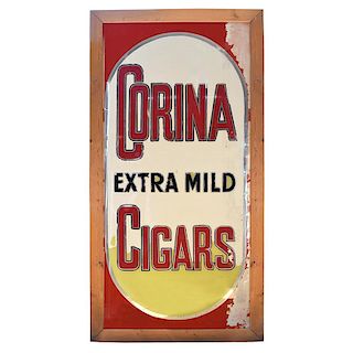 Corina Cigars Glass Sign.