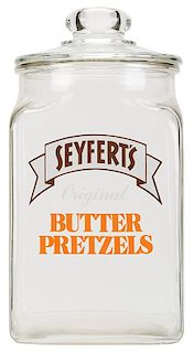 Seifert’s Original Butter Pretzels Glass Display Jar with Lid.