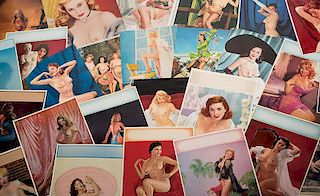 Collection of Approximately 250 Pin-Up Calendar Tops.