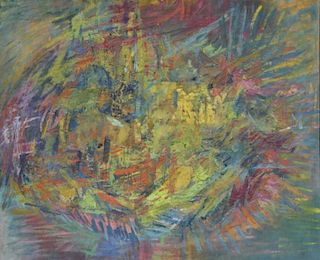 SHULMAN, Morris. Abstract Encaustic on Canvas.