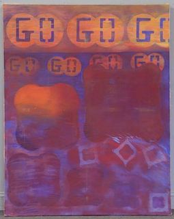 SHULMAN, Morris. Alkyd Resin on Canvas "Go Go Go".