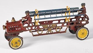 Early Hubley cast iron automotive fire ladder wago