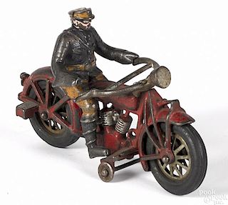 Globe cast iron policeman motorcycle