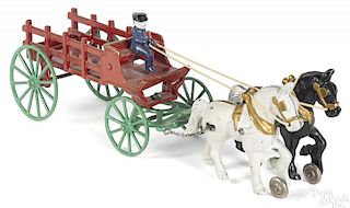 Kenton cast iron horse drawn stake wagon