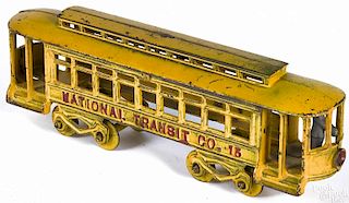 Kenton cast iron National Transit Co. trolley car