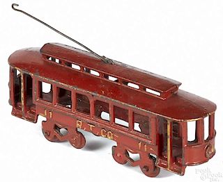 Cast iron trolley car, probably Kenton